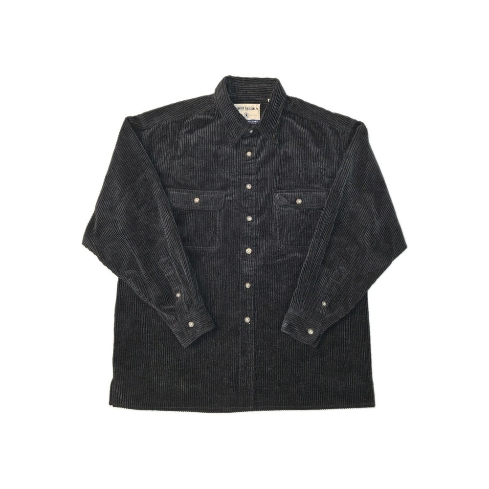 High Sierra Corduroy Button Up Black Mens Size M Long Sleeve Utility Shirt